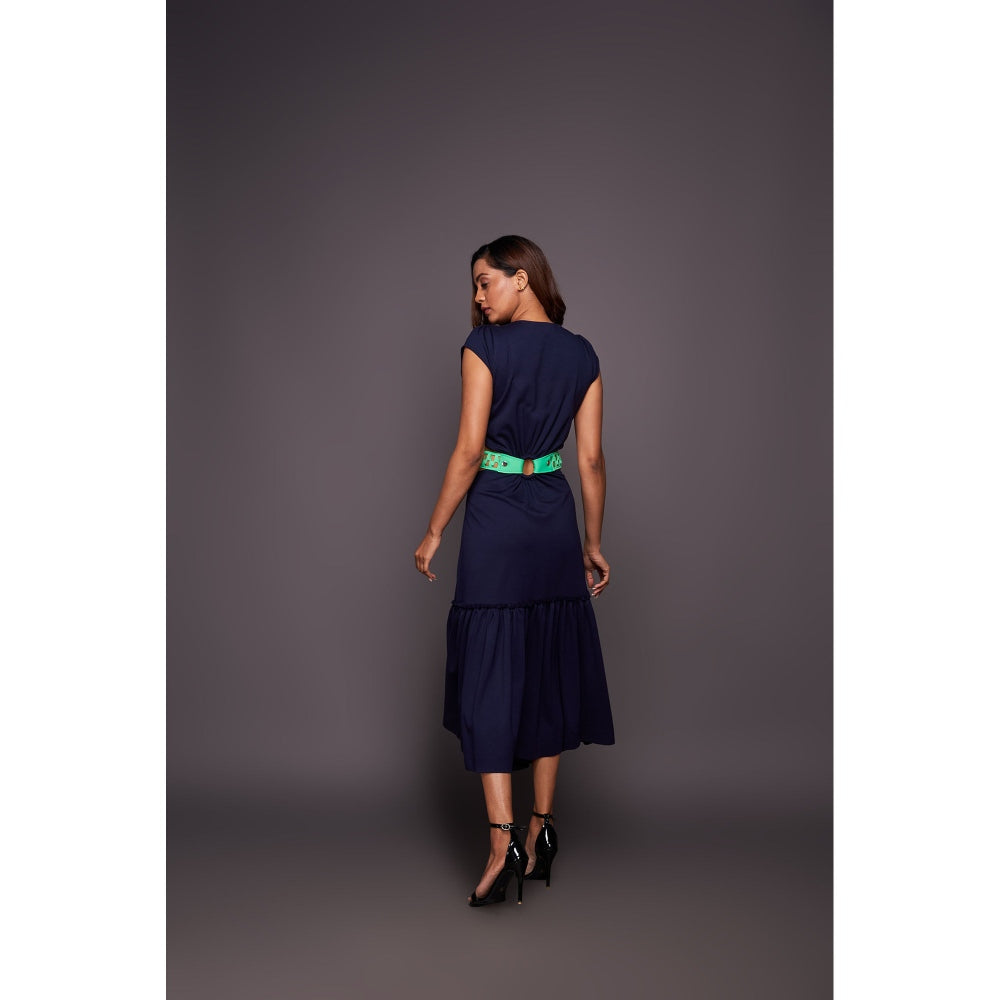 Deepika Arora Cutout Dress - Navy Blue (Set of 2)