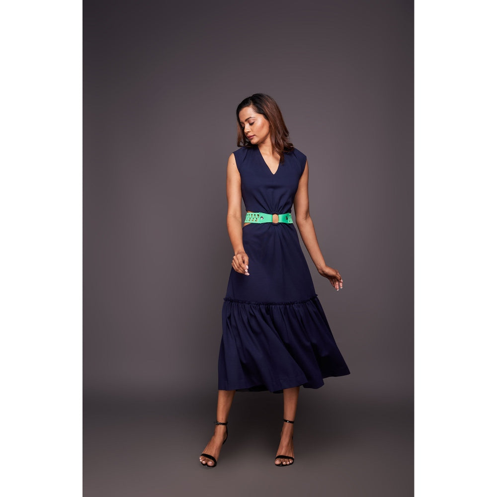 Deepika Arora Cutout Dress - Navy Blue (Set of 2)
