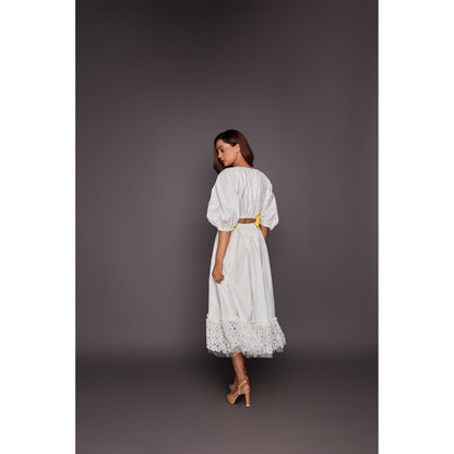 Deepika Arora Co-Ord with Georgette Cutwork Skirt - White (Set of 6)