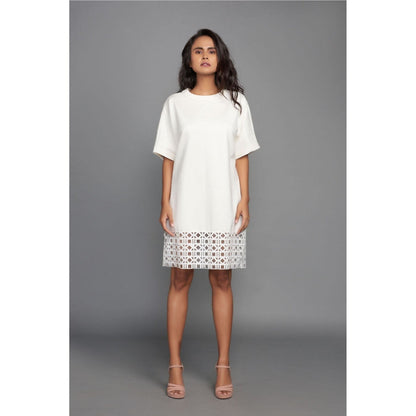 Deepika Arora Short Dress with Cutwork On The Hem - White (Set of 2)