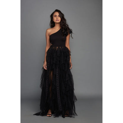 Deepika Arora One Shoulder Dress - Black (Set of 2)