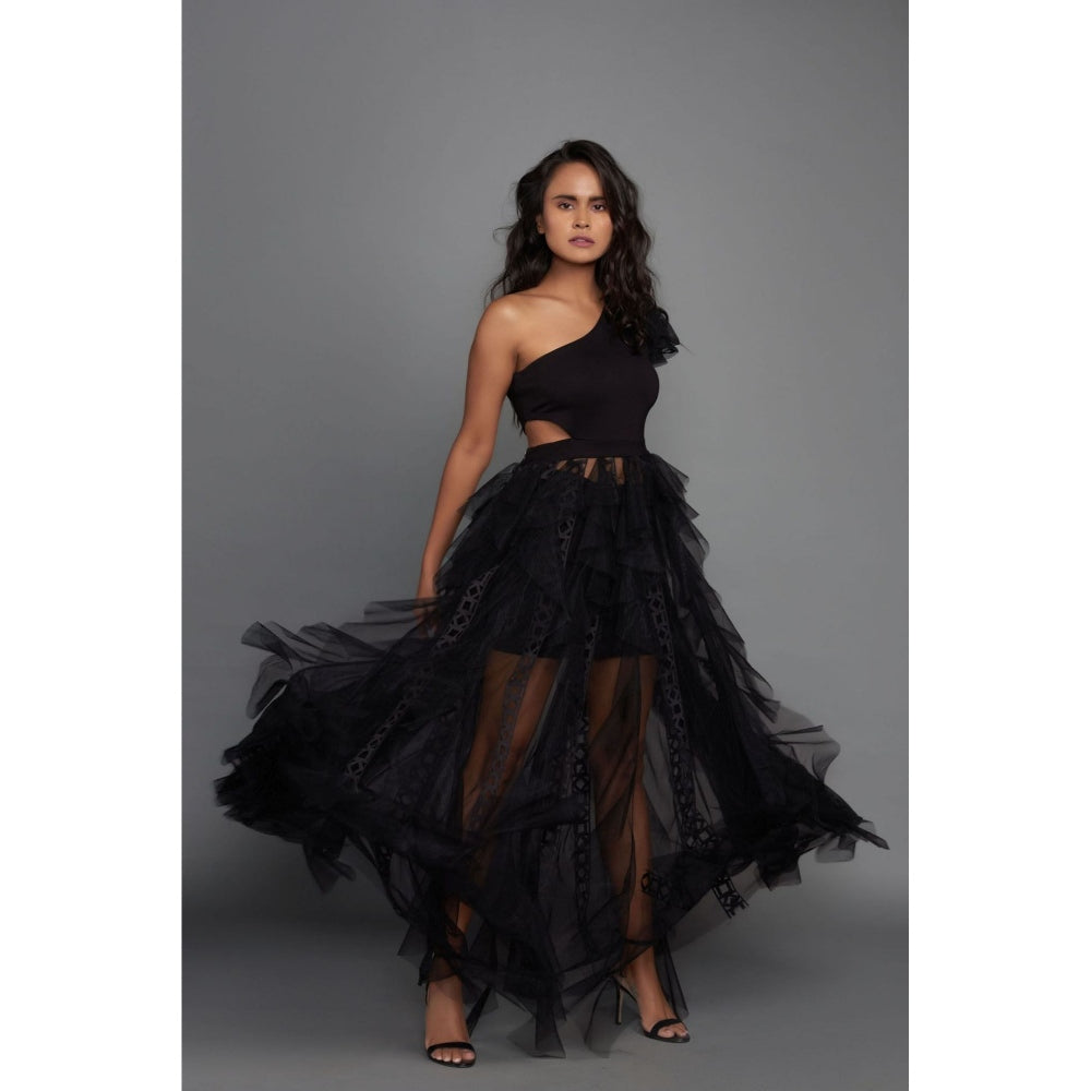 Deepika Arora One Shoulder Dress - Black (Set of 2)