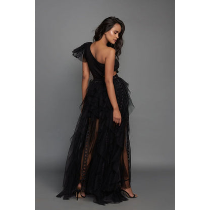 Deepika Arora One Shoulder Dress - Black (Set of 2)