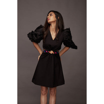 Deepika Arora Side Cutout Dress - Black (Set of 2)