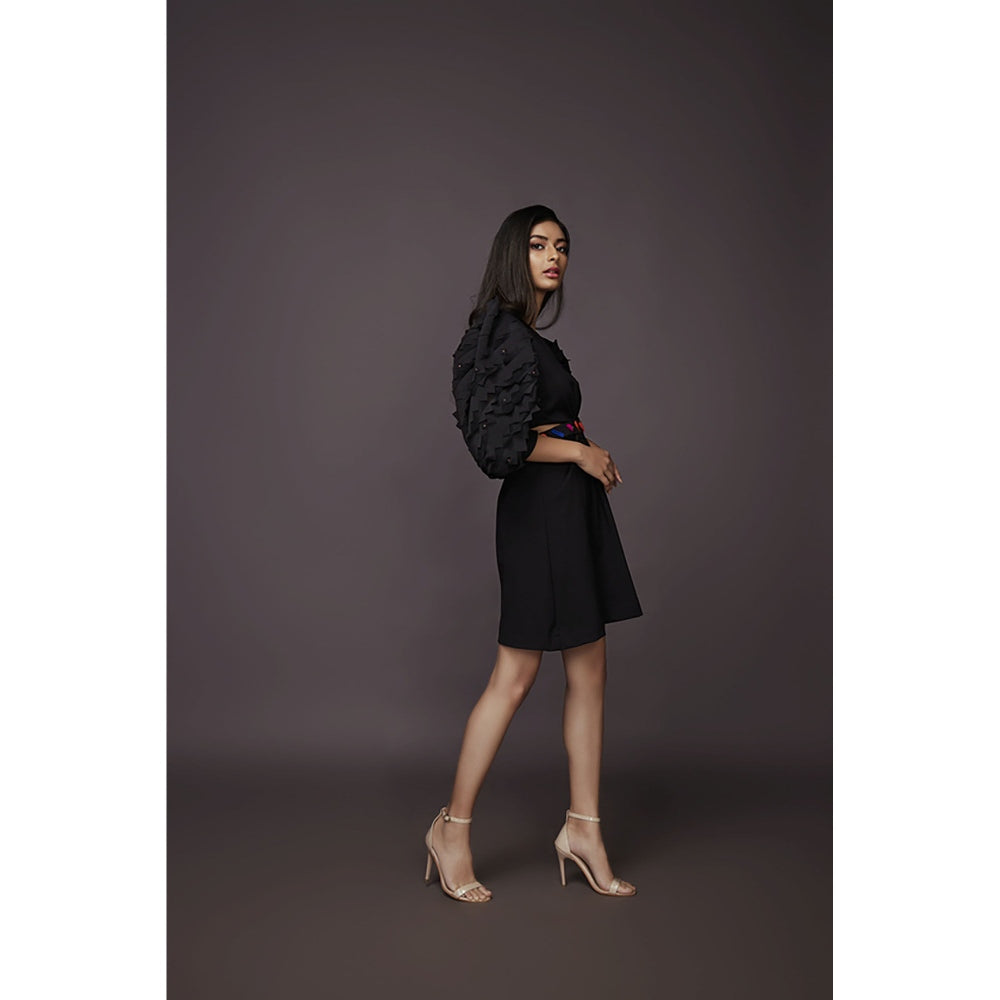 Deepika Arora Side Cutout Dress - Black (Set of 2)