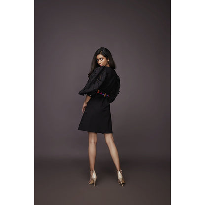 Deepika Arora Side Cutout Dress - Black (Set of 2)