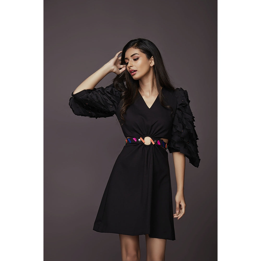 Deepika Arora Side Cutout Dress - Black (Set of 2)