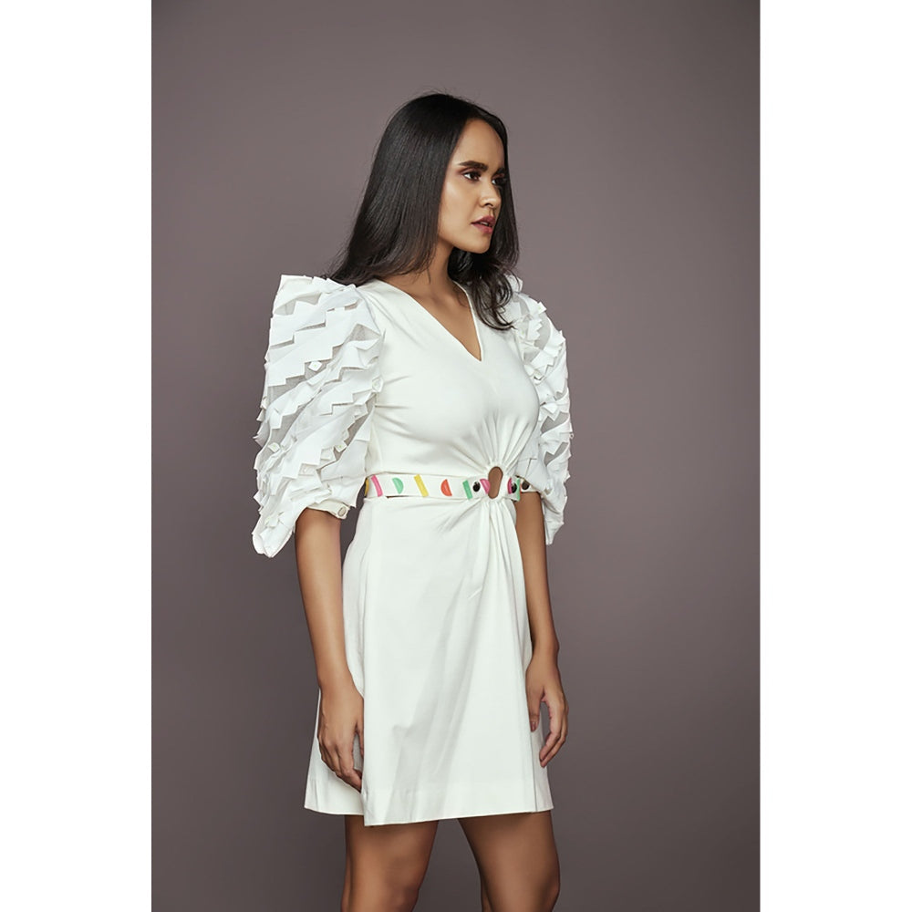 Deepika Arora Side Cutout Dress - White (Set of 2)