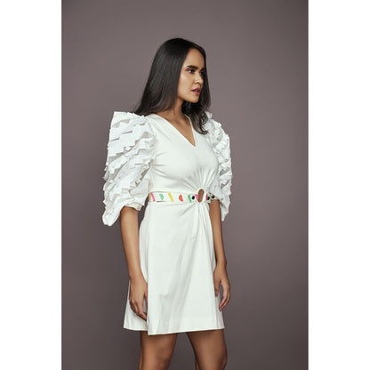 Deepika Arora Side Cutout Dress - White (Set of 2)