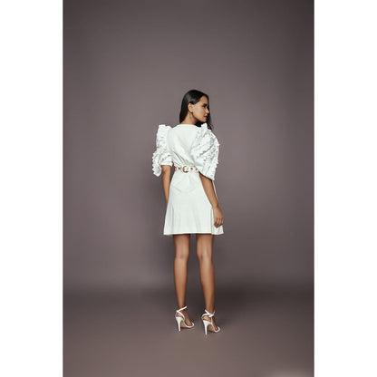 Deepika Arora Side Cutout Dress - White (Set of 2)