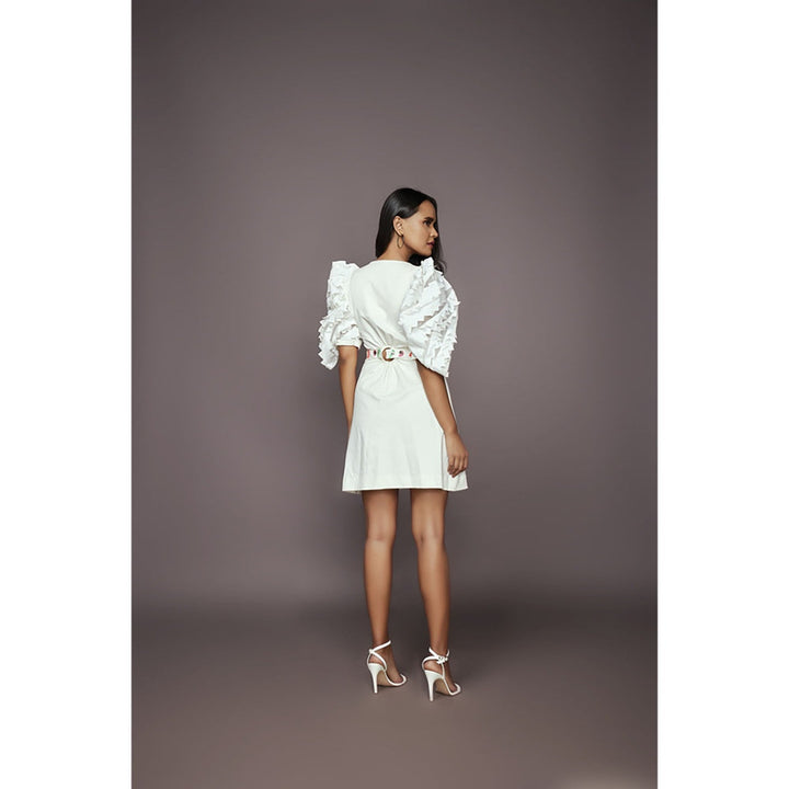Deepika Arora Side Cutout Dress - White (Set of 2)