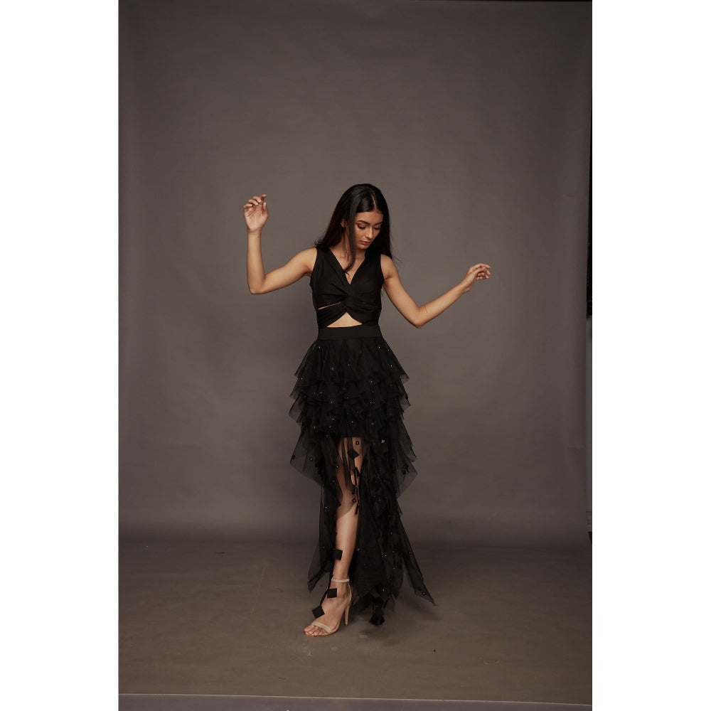 Deepika Arora Ruffled Dress - Black