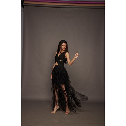 Deepika Arora Ruffled Dress - Black