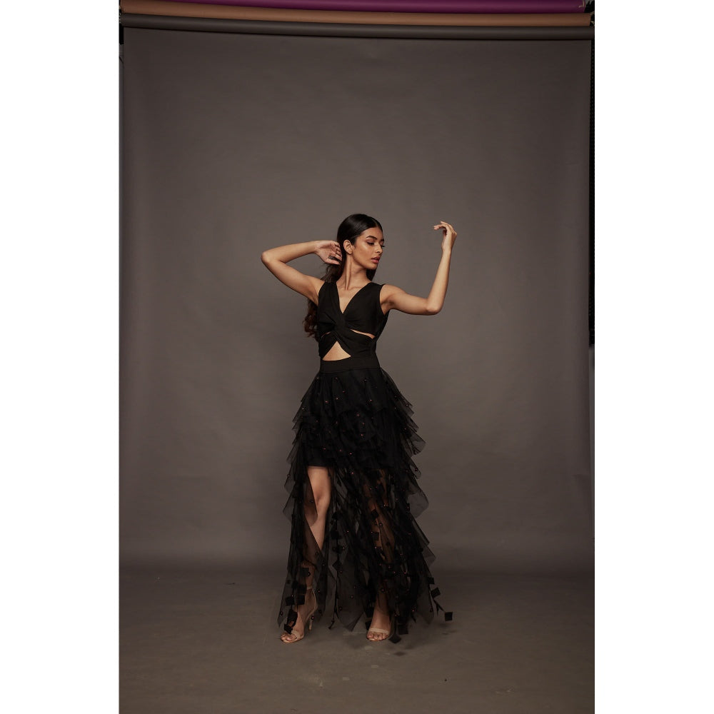Deepika Arora Ruffled Dress - Black