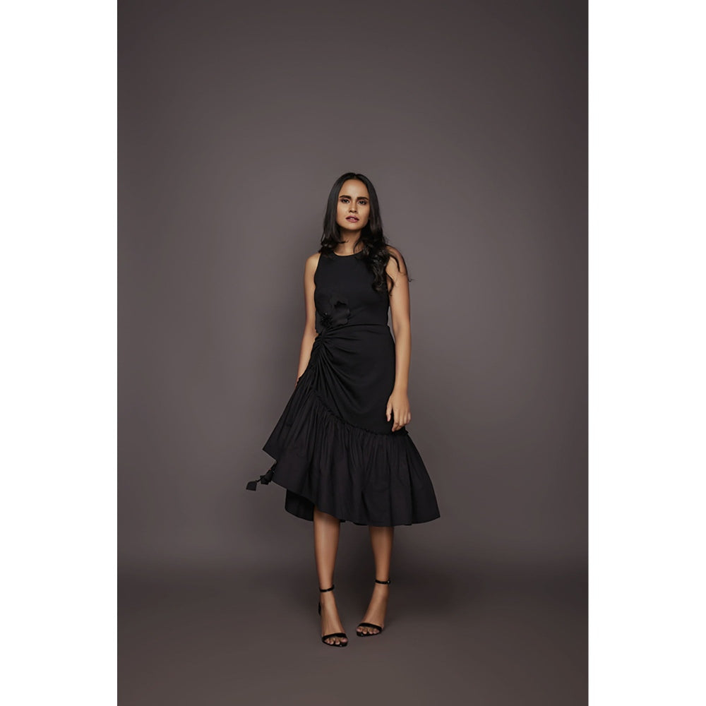 Deepika Arora Hi-Low Dress - Black