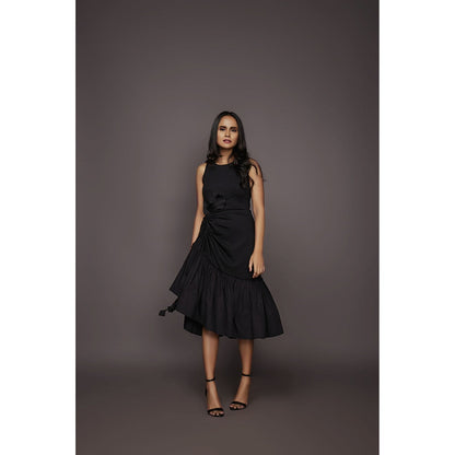 Deepika Arora Hi-Low Dress - Black