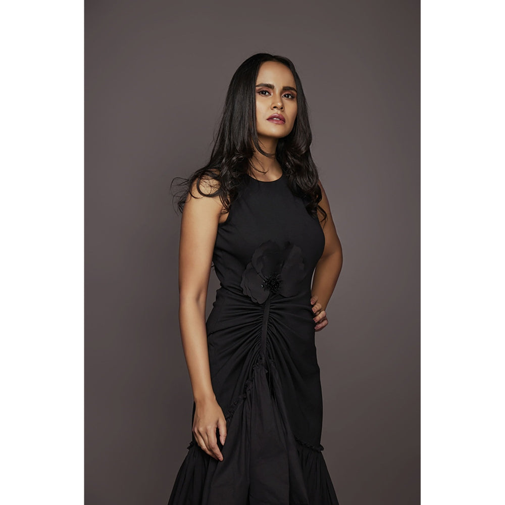 Deepika Arora Hi-Low Dress - Black