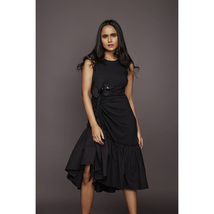 Deepika Arora Hi-Low Dress - Black