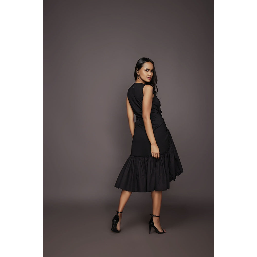 Deepika Arora Hi-Low Dress - Black