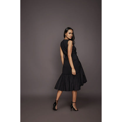Deepika Arora Hi-Low Dress - Black