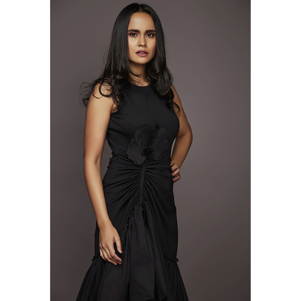 Deepika Arora Hi-Low Dress - Black