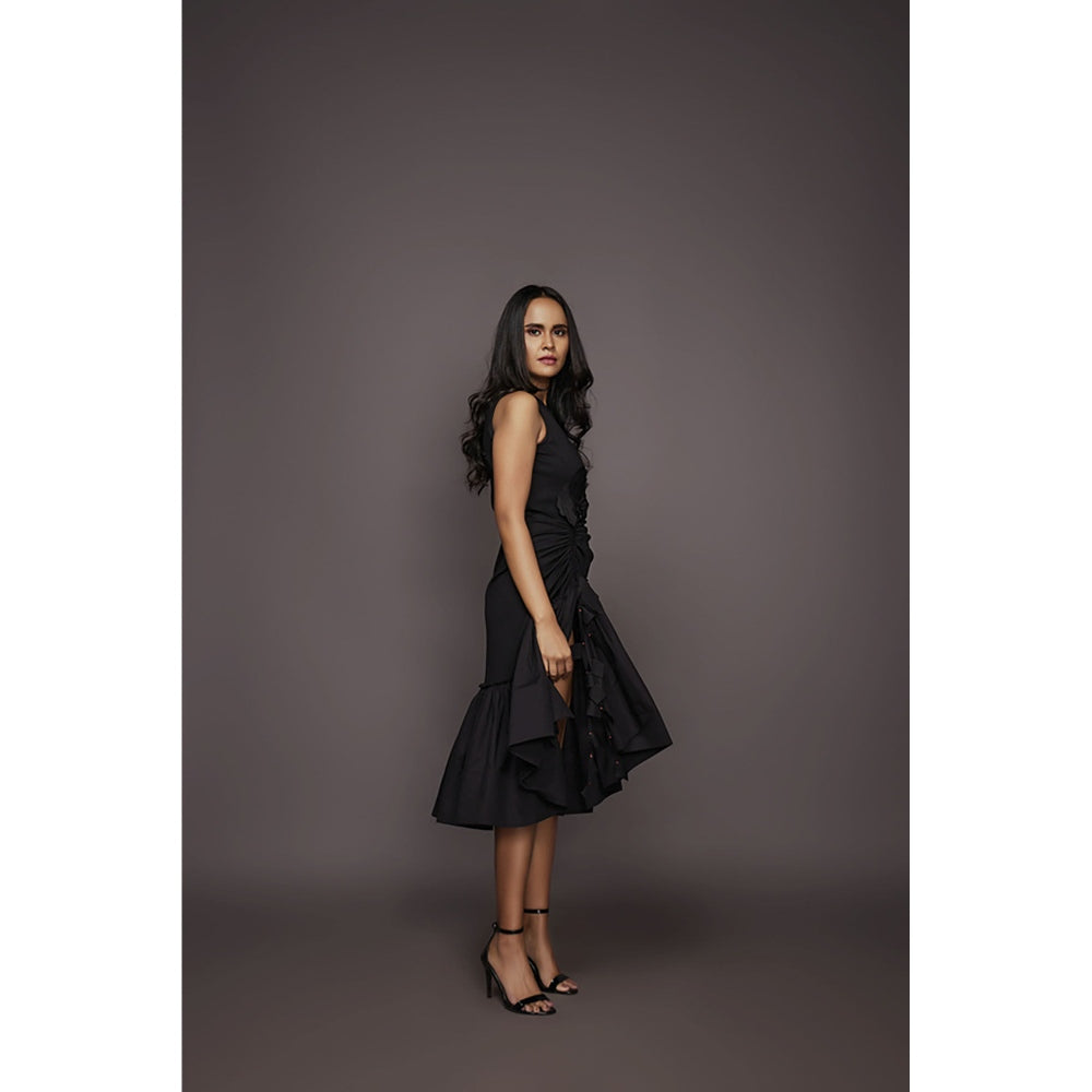 Deepika Arora Hi-Low Dress - Black