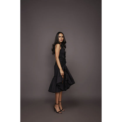 Deepika Arora Hi-Low Dress - Black