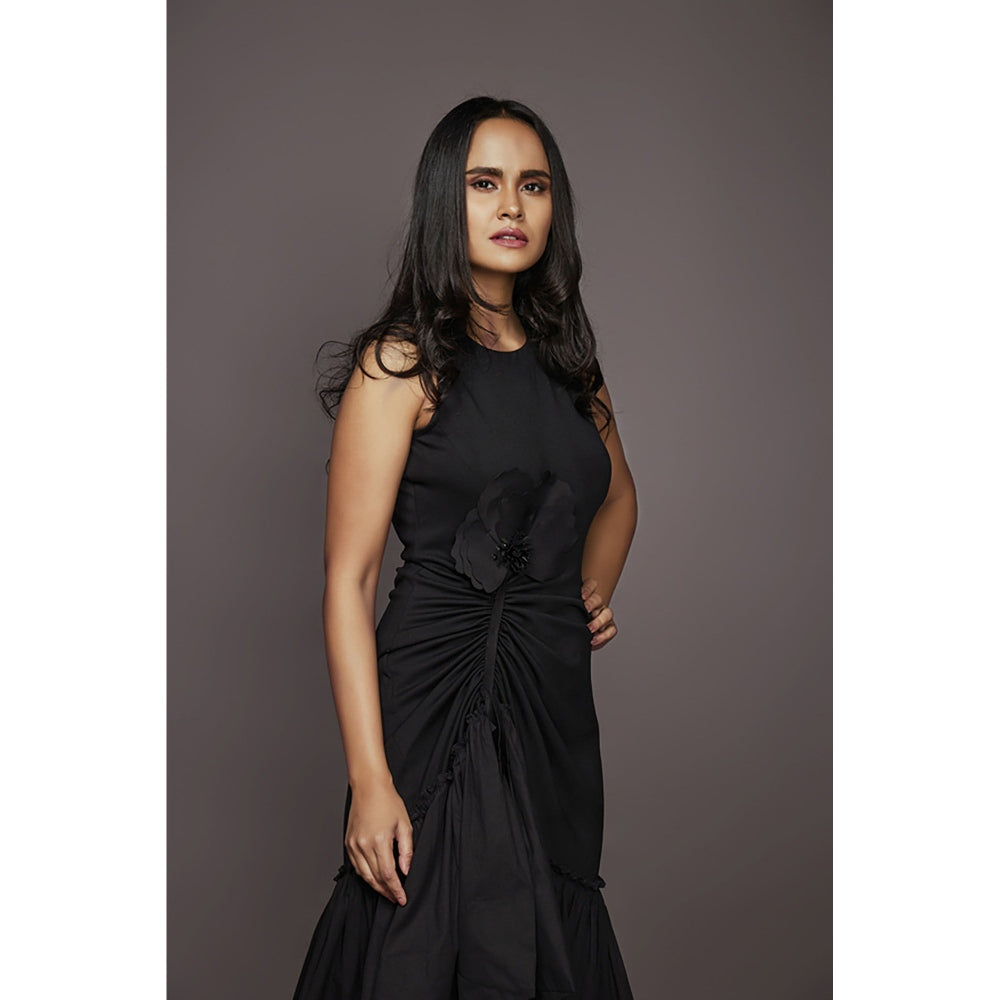 Deepika Arora Hi-Low Dress - Black