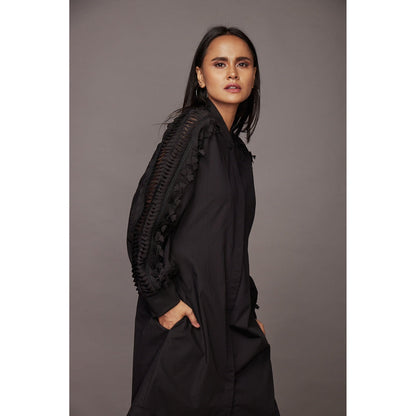 Deepika Arora A-Line Cotton Dress - Black