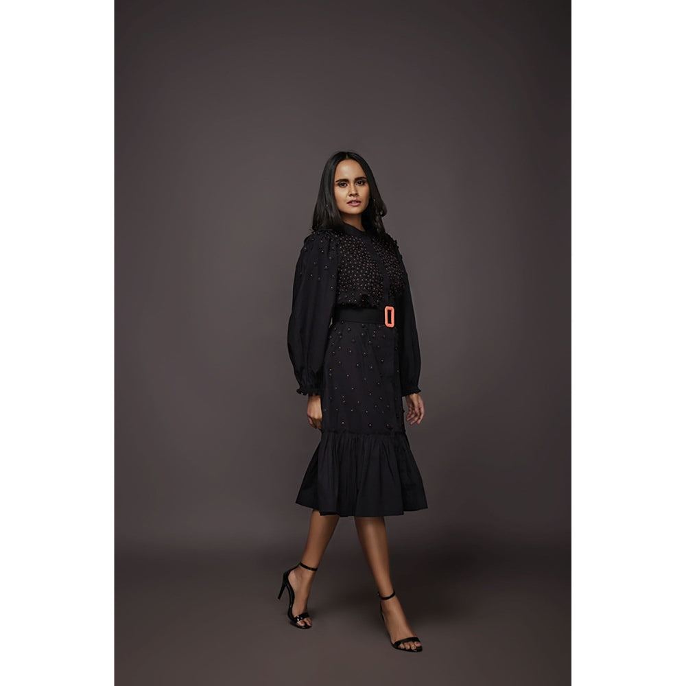 Deepika Arora Shirt Dress - Black (Set of 2)