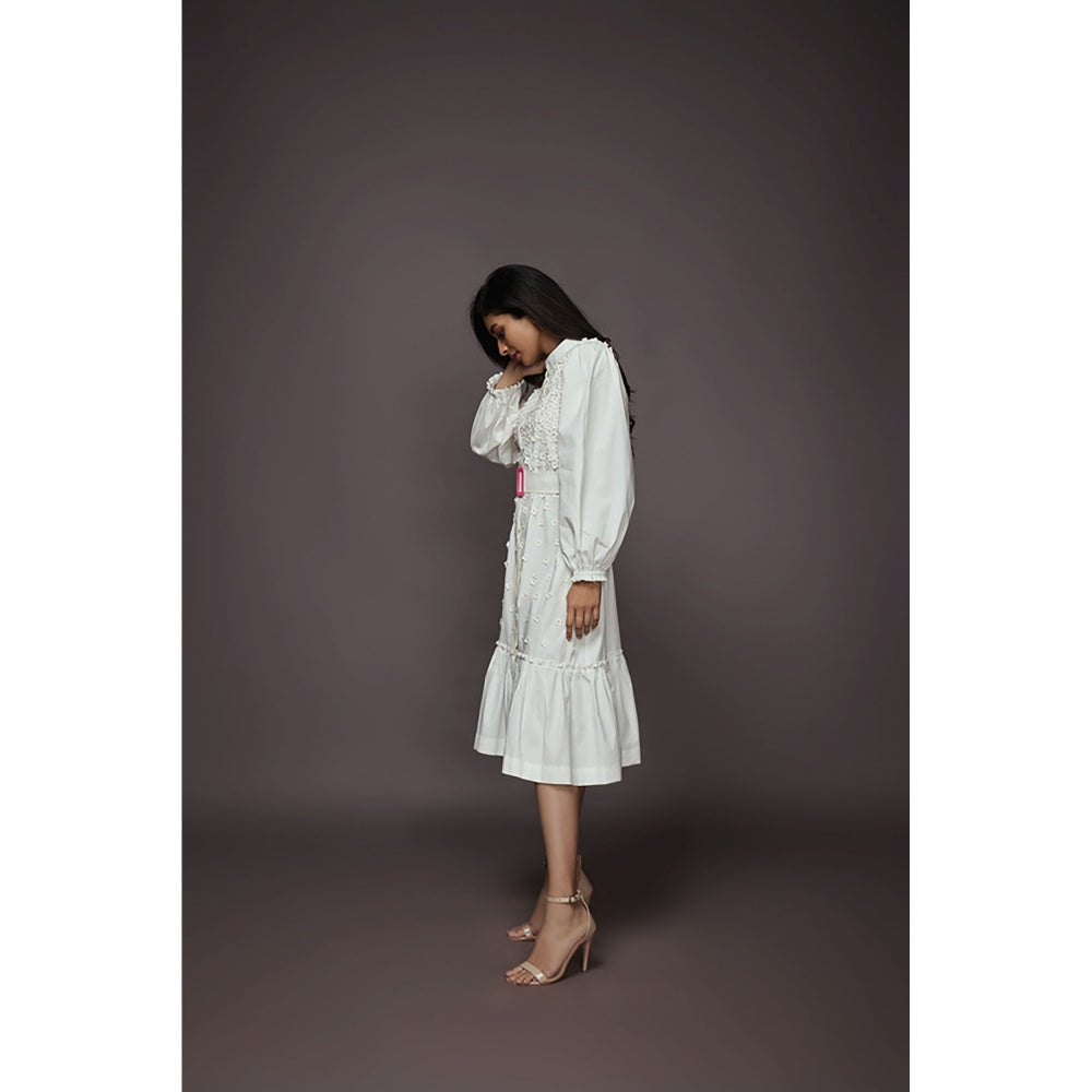 Deepika Arora Cotton Dress with Long Sleeves - White (Set of 2)