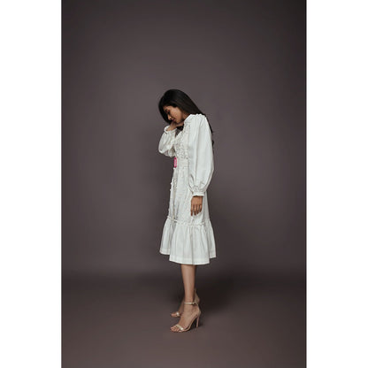 Deepika Arora Cotton Dress with Long Sleeves - White (Set of 2)