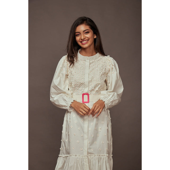 Deepika Arora Cotton Dress with Long Sleeves - White (Set of 2)
