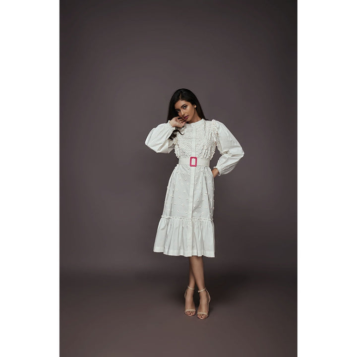 Deepika Arora Cotton Dress with Long Sleeves - White (Set of 2)
