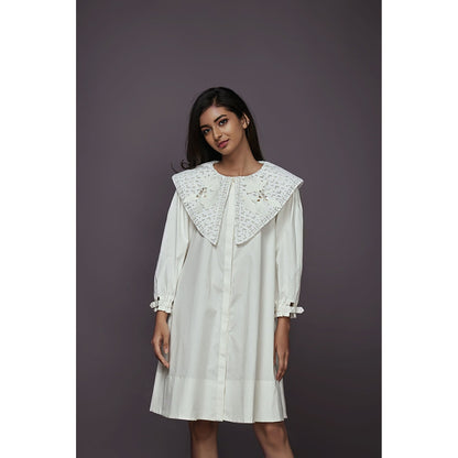 Deepika Arora A-Line Cotton Dress - White