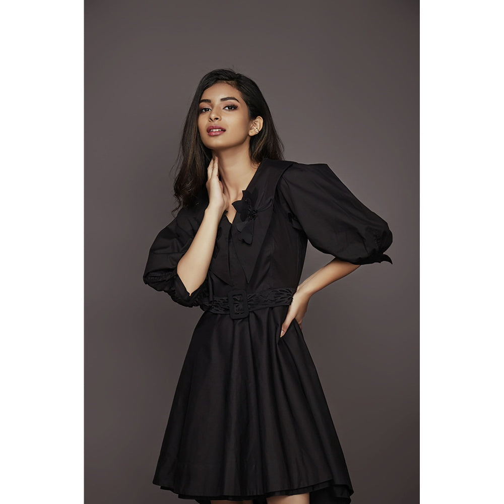 Deepika Arora A-Line Cotton Dress - Black (Set of 2)