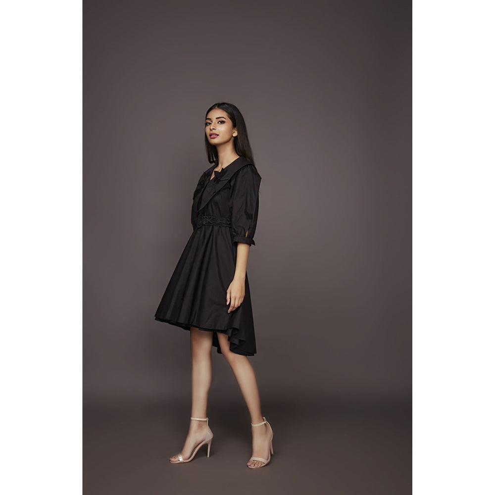 Deepika Arora A-Line Cotton Dress - Black (Set of 2)