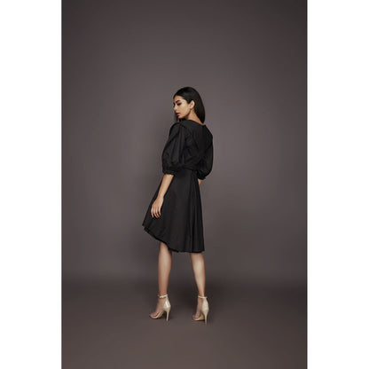 Deepika Arora A-Line Cotton Dress - Black (Set of 2)