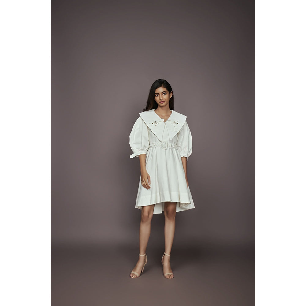 Deepika Arora A-Line Cotton Dress - White (Set of 2)
