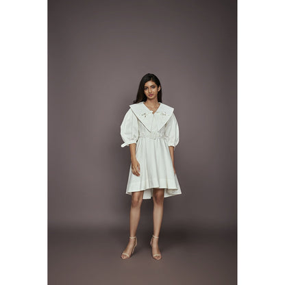 Deepika Arora A-Line Cotton Dress - White (Set of 2)