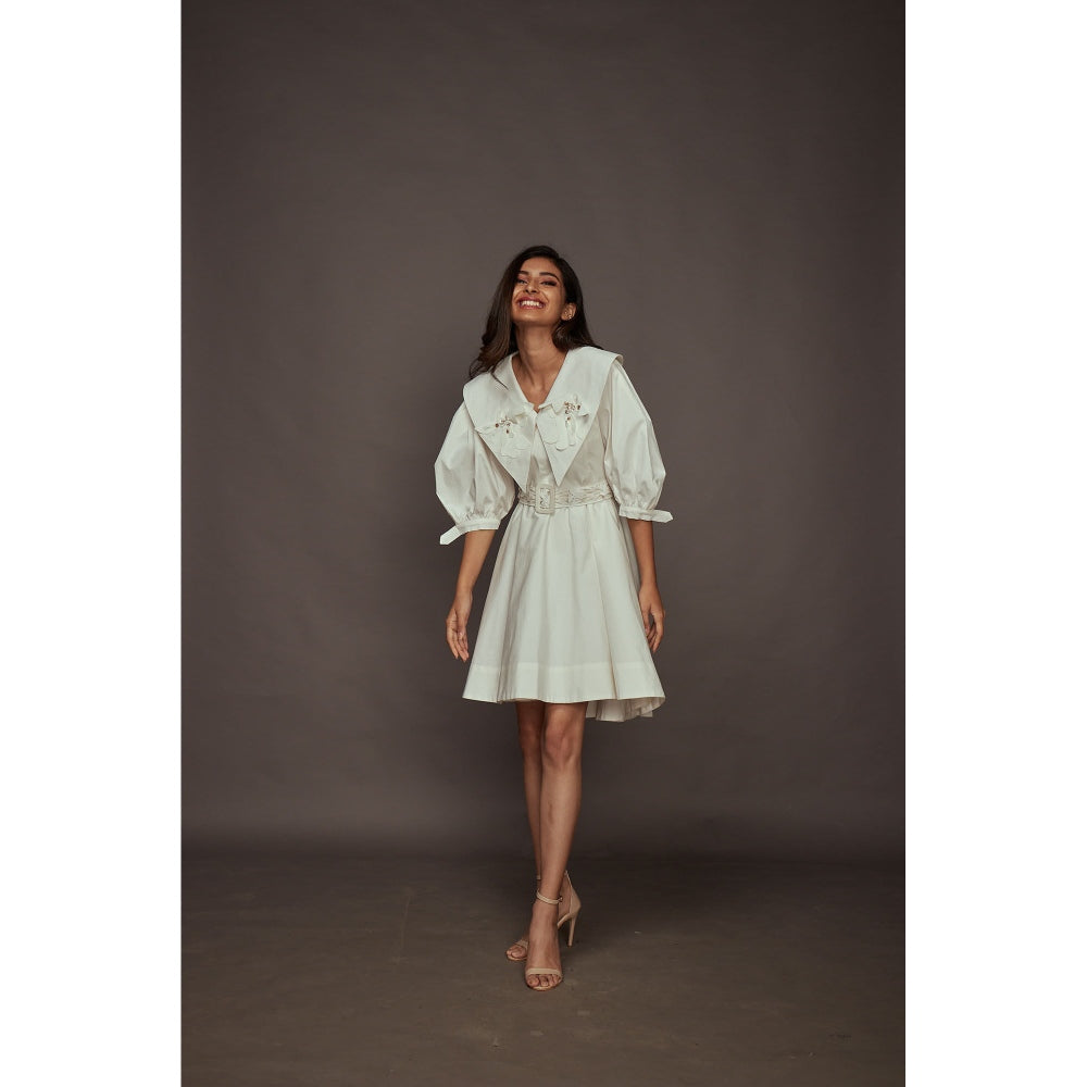 Deepika Arora A-Line Cotton Dress - White (Set of 2)