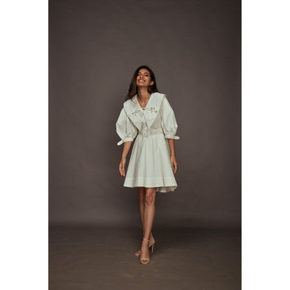 Deepika Arora A-Line Cotton Dress - White (Set of 2)