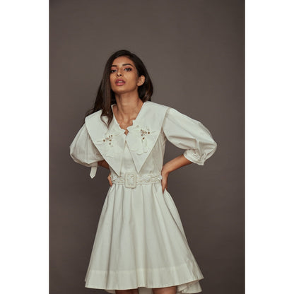 Deepika Arora A-Line Cotton Dress - White (Set of 2)