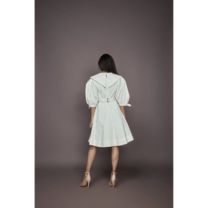 Deepika Arora A-Line Cotton Dress - White (Set of 2)