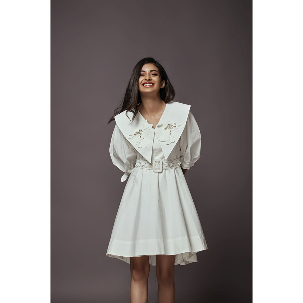 Deepika Arora A-Line Cotton Dress - White (Set of 2)