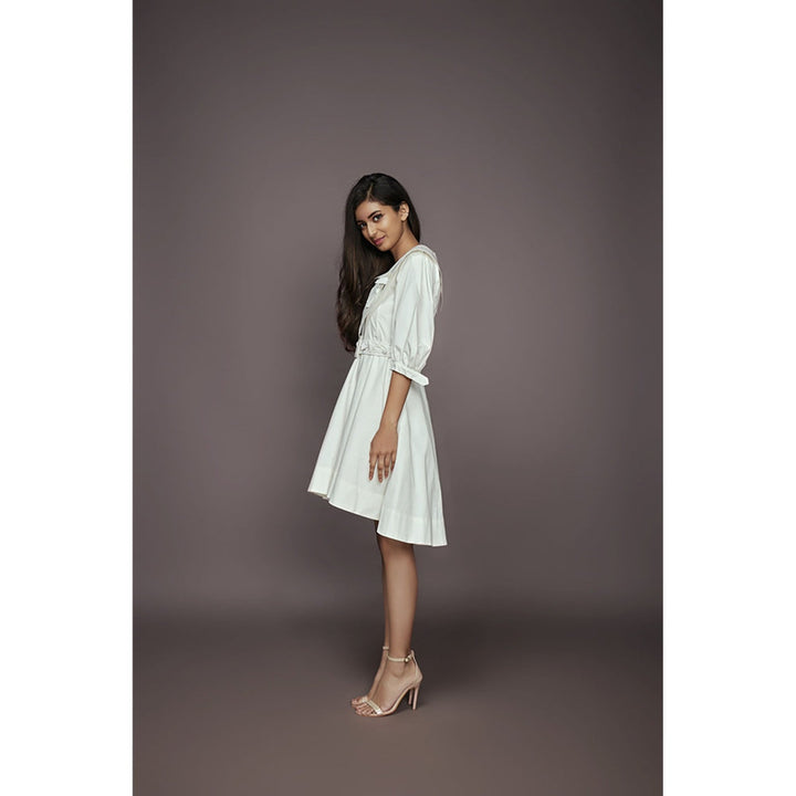 Deepika Arora A-Line Cotton Dress - White (Set of 2)