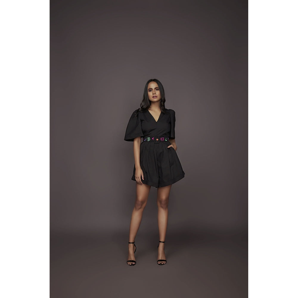 Deepika Arora Cotton Playsuit - Black (Set of 2)