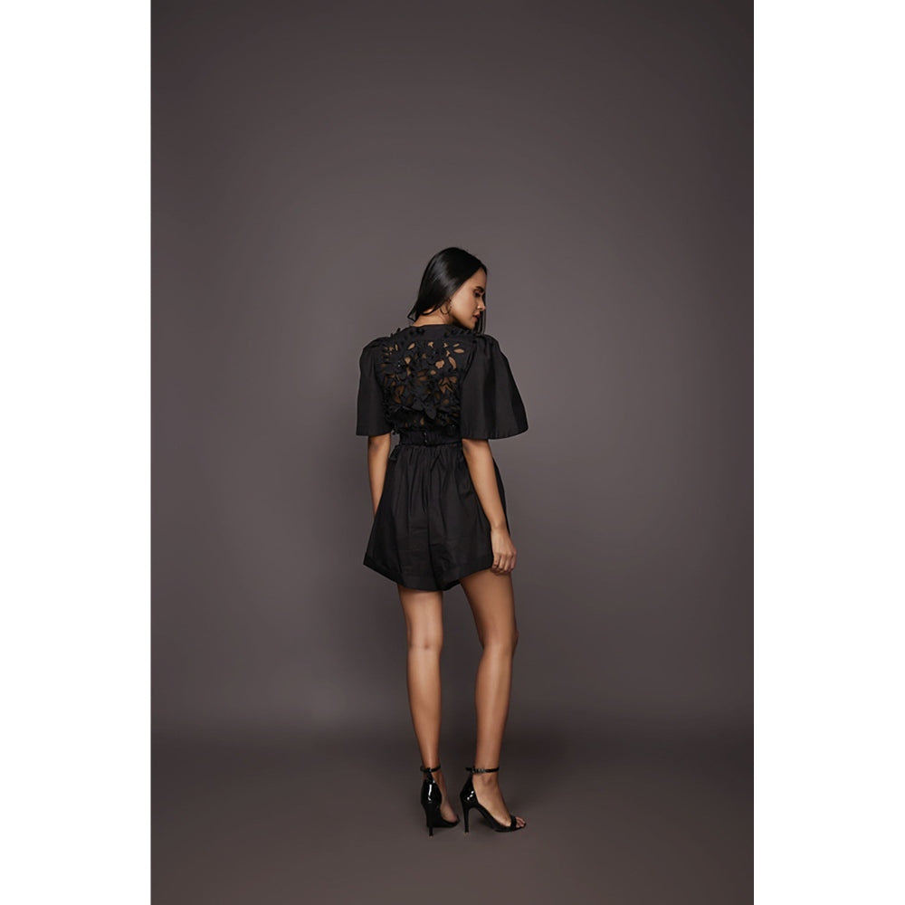 Deepika Arora Cotton Playsuit - Black (Set of 2)