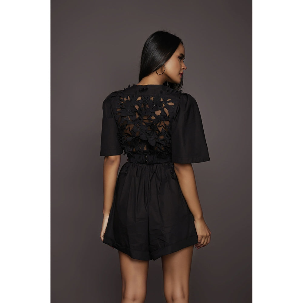 Deepika Arora Cotton Playsuit - Black (Set of 2)