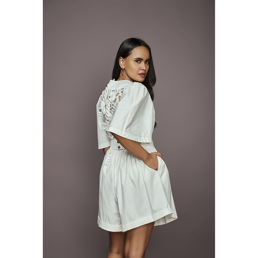 Deepika Arora Cotton Playsuit - White (Set of 2)